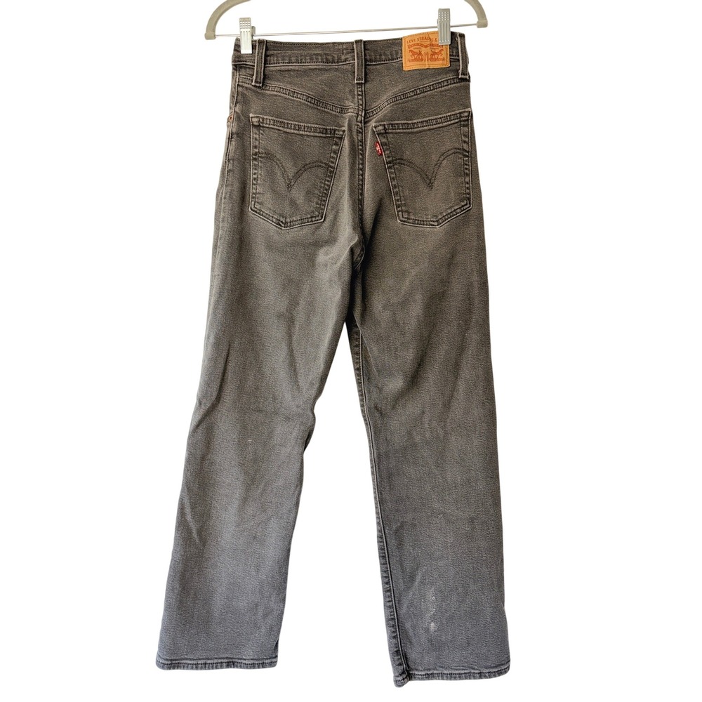 Levis Ribcage Straight Leg Jeans Womens 27 Grey Faded Black High Rise